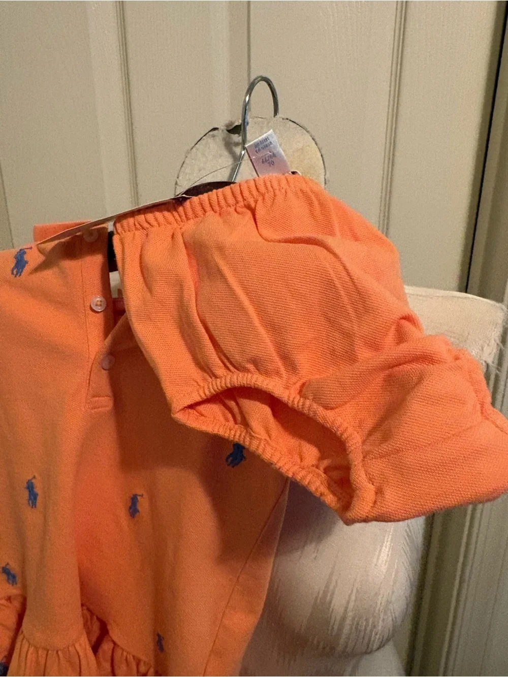 Ralph Lauren Orange Polo Dress with Blue Pony Embroidery 6months $55 2pc